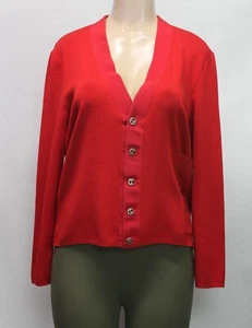 The Scotch House Cardigan Sweater Long Sleeve 100% Cashmere Red 38'' 97cm - Picture 1 of 7
