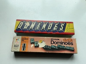 Vintage Lot Of 2 Boxes Of Dominos Halsam Milton Bradley IOB - Picture 1 of 10