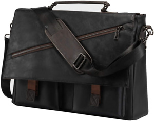 Leather Messenger Bag for Men 15.6x17.3 Laptop Bag