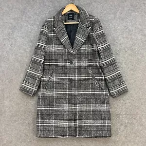 Cotton On Coat Jacket 10 Womens Black White Check Pockets Lined Collared A6702 - Picture 1 of 10