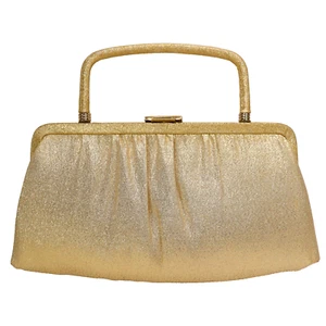 Vintage Ande Evening Handbag Women S Gold Shimmer Pleated Purse Satchel Bag - Picture 1 of 13