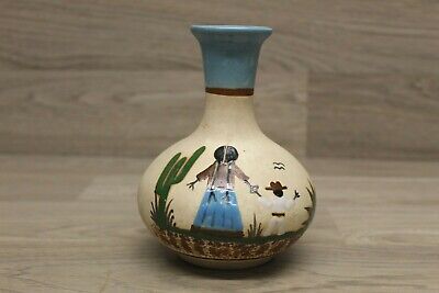 Vase Art Pottery Stoneware Clay Handmade From Mexico Signed • 17.99€