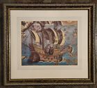 Framed Print of Magellans Ship of Discovery with Flying Fish / Portuguese
