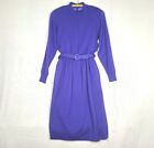 NOS Vtg 80s Sweater Dress Blue Soft  Wool Blend Lined wBelt Ciao 6 M Unworn