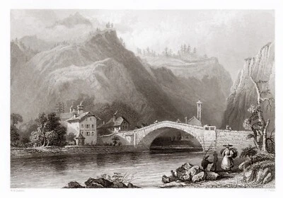 CLUSE, SULL'ARVE, in SAVOIA , rara incisione,   1861 + PASSEPARTOUT - Imagen 1 de 3