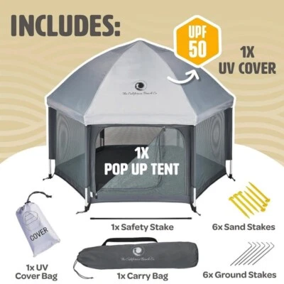 Pop 'N Go Playpen for Toddler's, Kids & Pet's Canopy & Travel Bag, Anchors,Grey - Image 1 of 4