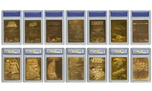 STAR WARS 1996 Genuine 23KT Gold Cards Graded GEM-MINT 10 - COMPLETE SET OF 7 - Picture 1 of 3