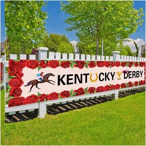 Rose Run Derby Party Banner - Kentucky Horse Race Decorations for Indoor & Outdo - Picture 1 of 7