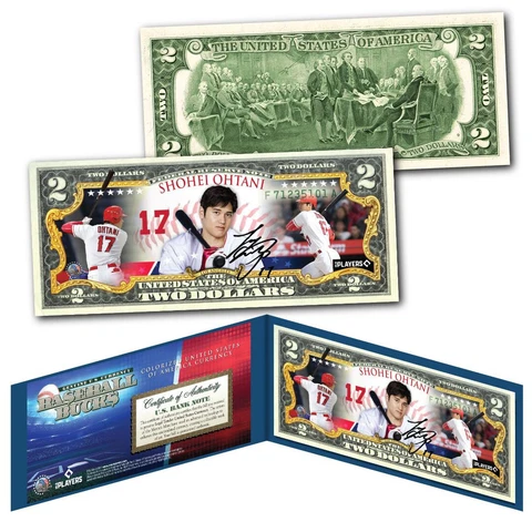 SHOHEI OHTANI Batting California LA Angels Baseball Bucks MLB Player $2 U.S Bill Cover