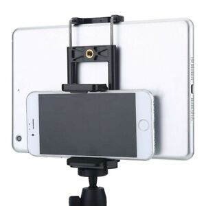 Dual Mount Tablet Phone Tripod Selfie Stick Adapter Holder Clip Stand Bracket