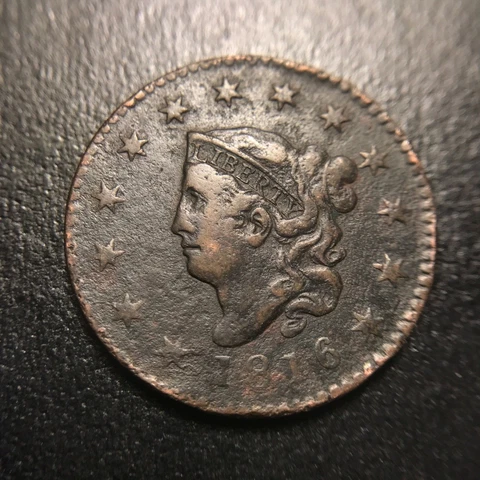 1816 Matron Head Large Cent VF Very Fine Middle Date EAC Coronet 1c Cover