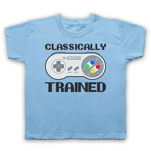 CLASSICALLY TRAINED SNES CONSOLE CONTROLLER RETRO GAME KIDS CHILDS T-SHIRT - Picture 1 of 11