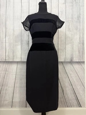 Vestido para mujer Kay Unger Petites talla 10 negro funda de cóctel malla ilusión Foto 1 de 4