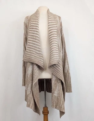 Cárdigan Suéter Staring at Stars Tostado Crema Acanalado Tejido Drapeado Misses Talla M Foto 1 de 4