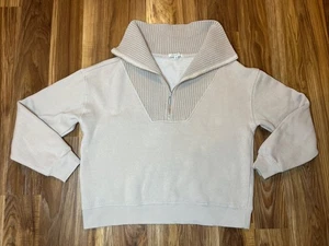 Z Supply Sonata 1/2 Zip Turtle Neck Fleece Sweatshirt in Beige Size X-Small EUC - Picture 1 of 8