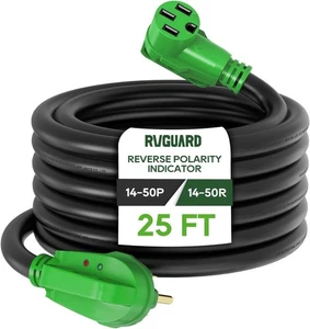 Cable de extensión RVGUARD 50 amperios 25 pies RV/EV fácil mango enchufable 14-50P a 14-50R - Imagen 1 de 8