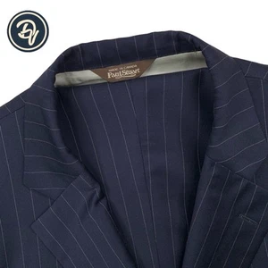 Mens 50 L Paul Stuart Navy Blue Zoot Stripe Super 110's Wool Suit - Picture 1 of 23