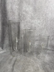 Wolfard Hand Blown Glass Oil Lamps 12" & 9.5" & 8” Set of 3 Vintage from 1980s - Picture 1 of 11