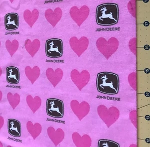 John Deere Heart Pink 31” X 41” Flannel fabric #2104 - Picture 1 of 1