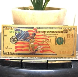 24k Gold Foil Plated Kobe Bryant Collectible Banknote - Picture 1 of 2