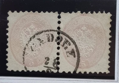 F117 - ANTICHI STATI - LOMBARDO-VENETO - 1863 - 5 SOLDI - VARIETA COLORE COPPIA - Immagine 1 di 2