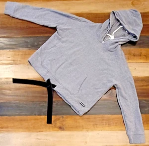 DKNY Sport Velvet-Tie Hoodie Sweatshirt Grey Long Sleeve Women's X-Small - Picture 1 of 10