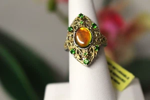 Canadian Ammolite, Chrome Diopside Ring 14k YG Plat/.925 Sterling SIZE 6 $449.99 - Picture 1 of 8