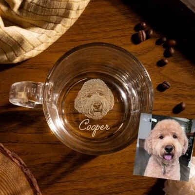 Taza personalizada retrato perro grabada - Regalos personalizados para amantes de los perros Foto 1 de 4