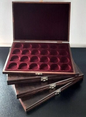 Luxury Wooden Box Case Storage Display Tray Britannia 1oz Coins in Capsules - Image 1 of 4