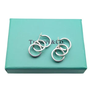 TIFFANY & Co. Triple Ring Circle Earrings Stud Earrings Post Type Silver 925 - Picture 1 of 14