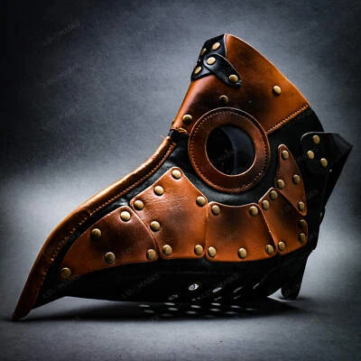 Máscara de Doctor de la Peste Steampunk Mascarada Cuero Nariz Larga Pájaro Juegos con disfraces Halloween Foto 1 de 4