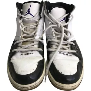 Jordan 1 Flight Retro Sneaker Shoes White Black Mens Size 12 Mid Top 372704-108 - Picture 1 of 9