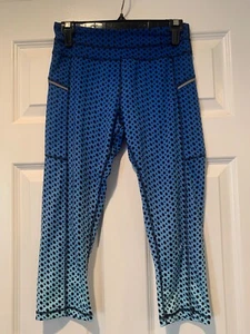 Kyodan Women's Shades of Blue Cropped Leggings With Black Dots Size Small - Picture 1 of 8
