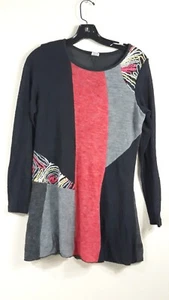 This 'n That Womens S Colorblock Scoop Neck Raw Hem Long Sleeve Yarn Trim Top - Picture 1 of 12