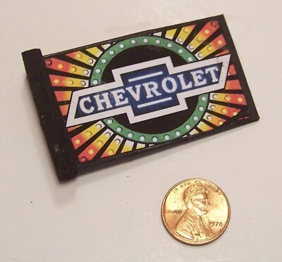 1/24 Diorama Outdoor Vintage Chevy Neon Looking 2-Sided Sign  - Image 1 of 3