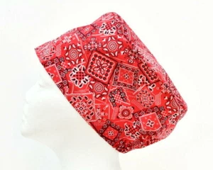 * Red Bandana Scrub Cap Doctor Theatre Nurse Hospital ODP Vet Surgical - Picture 1 of 2