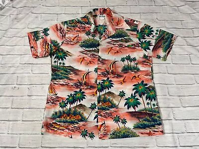 vintage 1970s Rai Nani polyester Hawiian shirt - sz L - surf beach tropical - Image 1 of 4