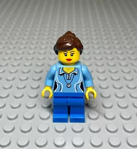 Lego Minifigure: Light Blue Collared Shirt W. Shell Necklace Torso + Blue Legs - Picture 1 of 2