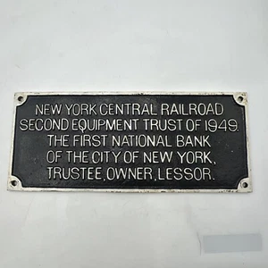 Letrero de placa de fideicomiso de hierro fundido ferrocarril central de nueva york 1949 de colección 15" x 6,25" - Imagen 1 de 11