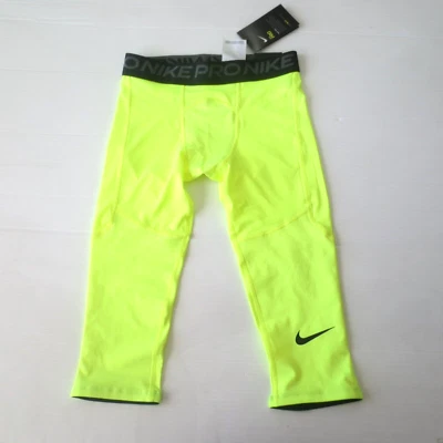 Nike Boys PRO 3/4 Length Tights - CK4542 702 - Volt Neon - Size XL - RARE COLOR - Image 1 of 4