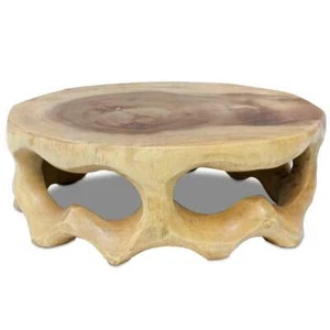 Holzhocker Hocker Blumenhocker ca. 30x10 cm Kunst Holz Teakholz Natur Hell Klein - Bild 1 von 4