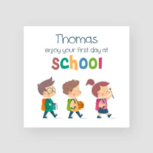 Tarjeta escolar personalizada hecha a mano de buena suerte primer día preescolar linda - Imagen 1 de 6