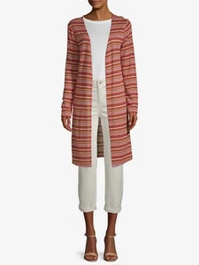 No Boundaries Juniors' Striped Duster Cardigan, Rust, X-Larger 15-17 - Picture 1 of 6