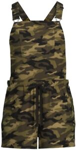 Ladies XS (1) Soft Knit Overall Shorts Camo Green