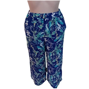 Unbranded Floral Tropical Print Light Silk Pants Wide Leg Elastic Waist L READ - Picture 1 of 15