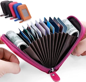 Cartera pequeña minimalista Unisex Safe RFID titulares de tarjetas de cuero Monedero de bolsillo frontal - Imagen 1 de 44