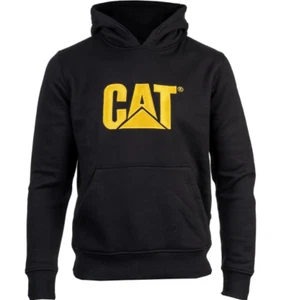Caterpillar Trademark Hooded Sweatshirt Black Men's Top Work Wear W10646 - Picture 1 of 6