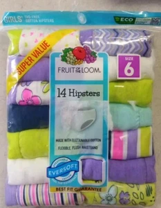 Fruit of The Loom 14 Girls Tag-Free Cotton Hipsters Underwear S: 6 Multicolored - Picture 1 of 2