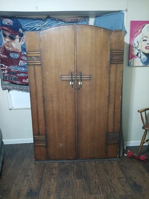 Antique Cherry Wood Closet Front Built-In Armoire Butler's Pantry, 48x96 - Image 1 of 4