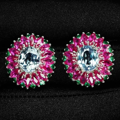 BRINCOS DE OURO BRANCO PRATA ESTERLINA 925 ALEXANDRITA MUDANÇA DE COR PRECIOSA - Imagem 1 de 4